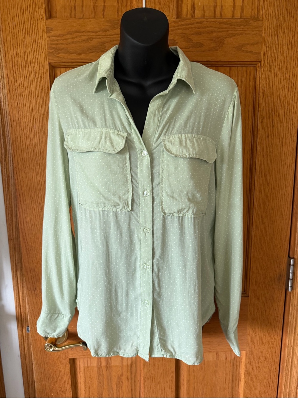 Love Tree Mint Green Button-Down Shirt with Chest Pockets